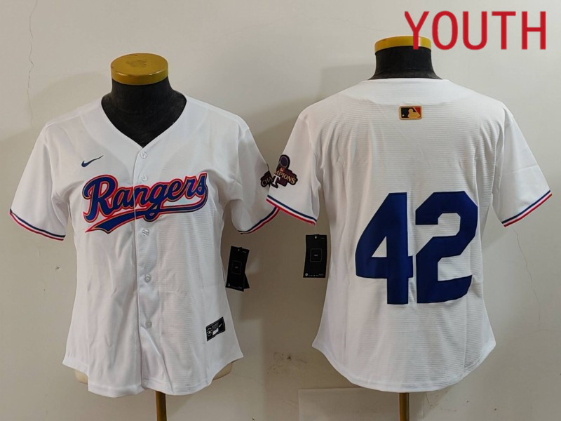 Youth Texas Rangers #42 No Name White Game Nike 2024 MLB Jersey style 912